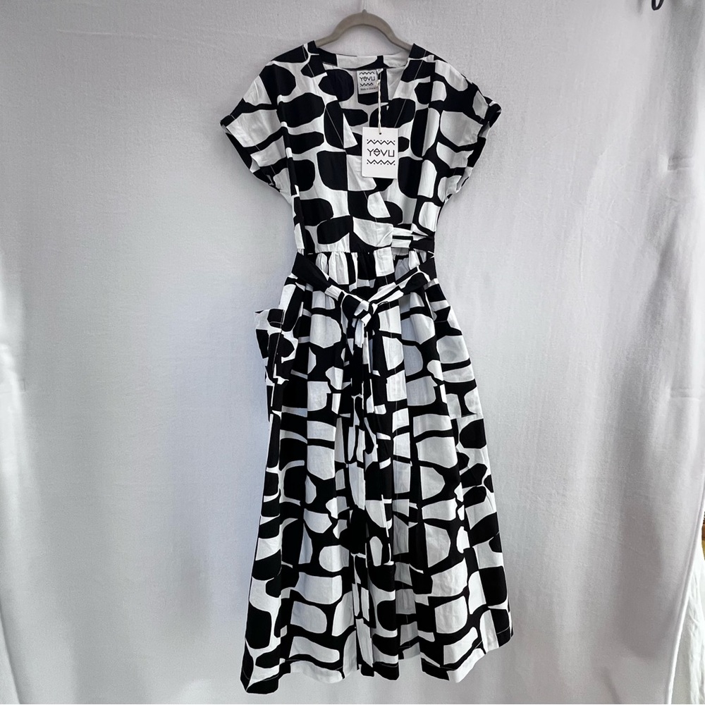 Yevu midi wrap dress XS NWT